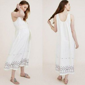 NWT Hatch Martinique Ivory embroidered linen maxi maternity dress size 0